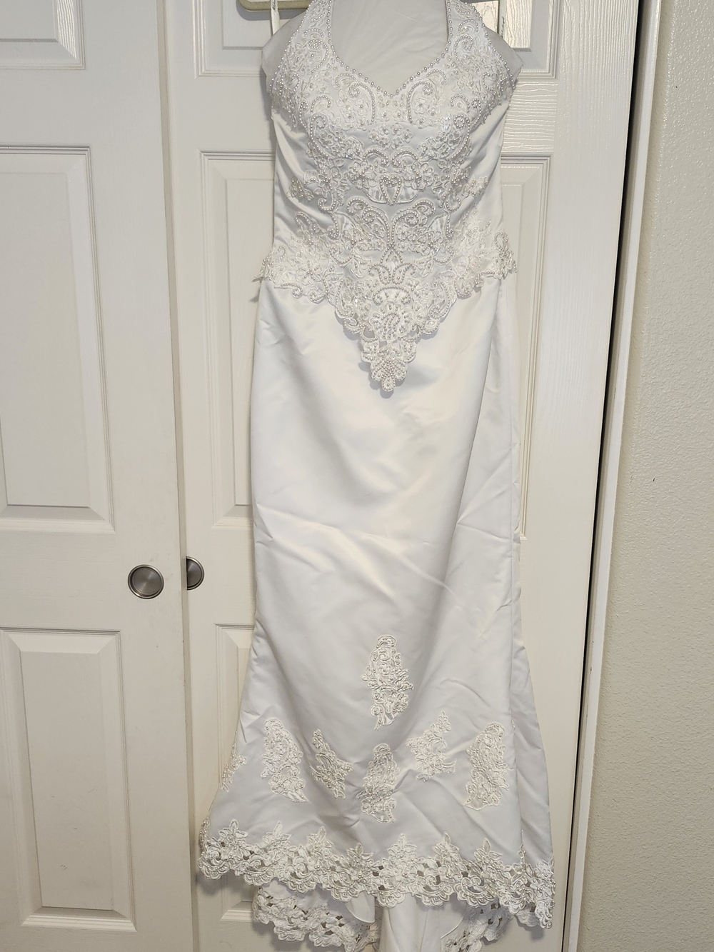 Michaelangelo White Bridal Gown with Lace Appliqué